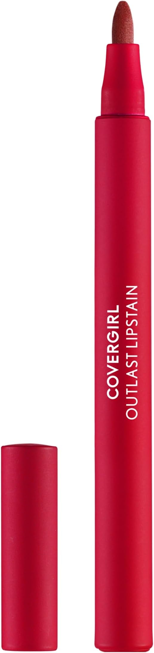 COVERGIRL Outlast, 30 Iconic Ruby, Lipstain, Smooth Application, Precise Pen-Like Tip, Transfer-Proof, Satin Stained Finish, Vegan Formula, 0.06oz