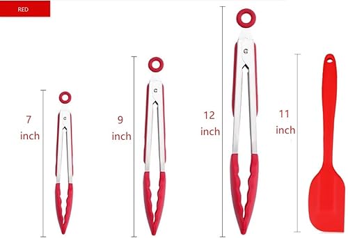 Miniatura 5 de Pinzas de cocina para cocinar, pinzas de silicona con bloqueo, pinzas de buffet, pinzas de acero inoxidable para servir, pinzas de 7, 9 y 12