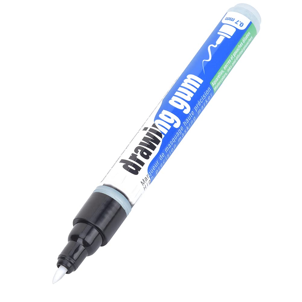 Jeanoko 1PCS Drawing Gum 0.7mm Marker, Masking Fluid Marker Pen,White Covering Continuous Line Changeable Refill for Watercolor Art Supplies Washable Liquid Mark Pens for Watercolour