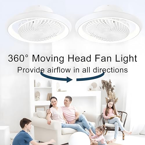 Ventilateur de plafond avec lampe LED et télécommande 75W - Blanc - 3