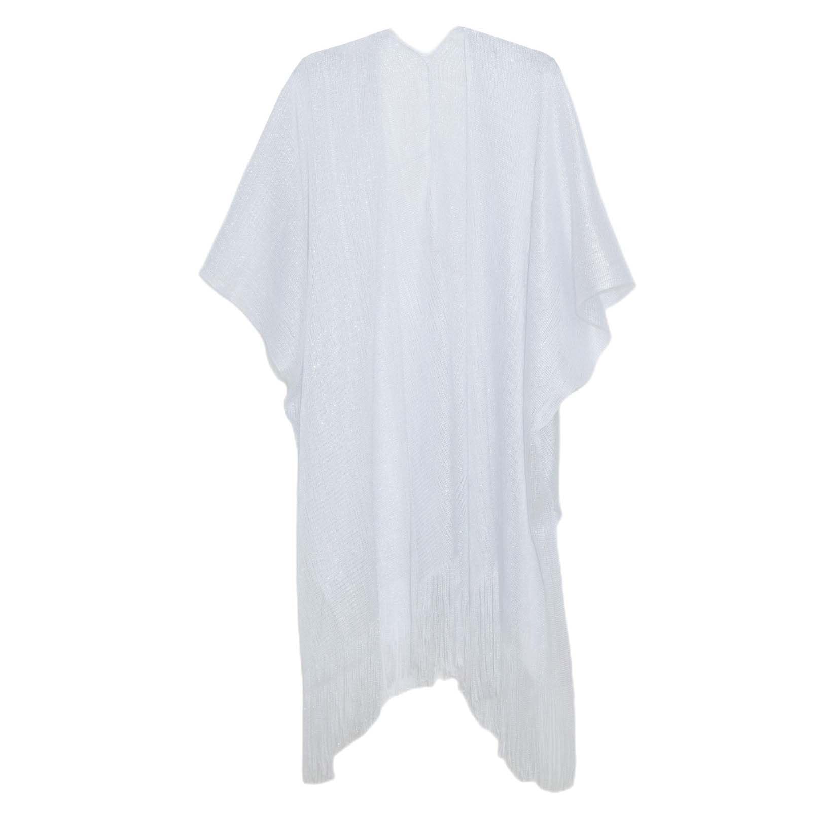 ZFUNKQ Traje de baño para mujer, kimono largo, vestido de playa, traje de baño, borlas, frente abierto, con lentejuelas, chaqueta de festival