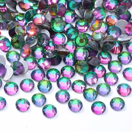 Image of Green Volcano Flatback Rhinestones, Glass Rhinestones for Nail Art and Craft, Glue Fix, Loose Crystal Gemstones(Green Volcano, SS20, 2880pcs, 4.6-4.8mm)