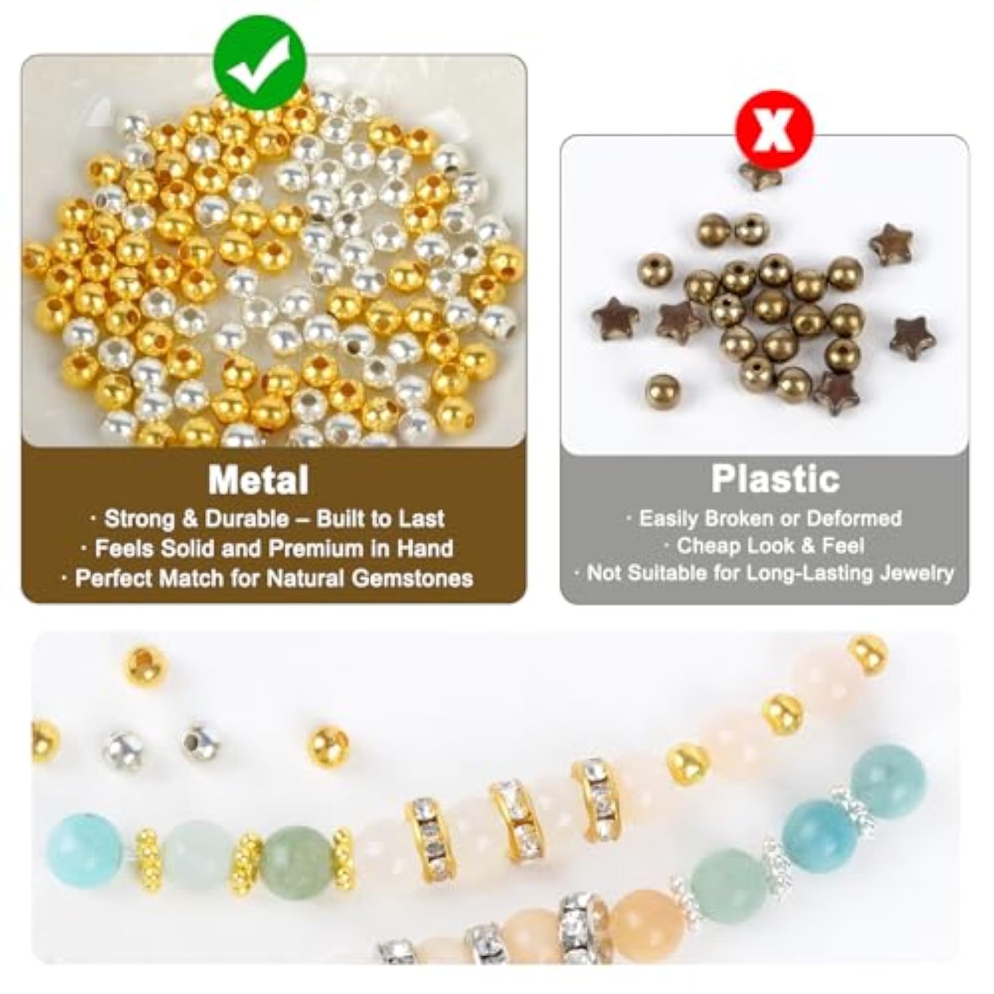 Natural Stone Beads for Bracelets, 6mm Gemstone Beads Set