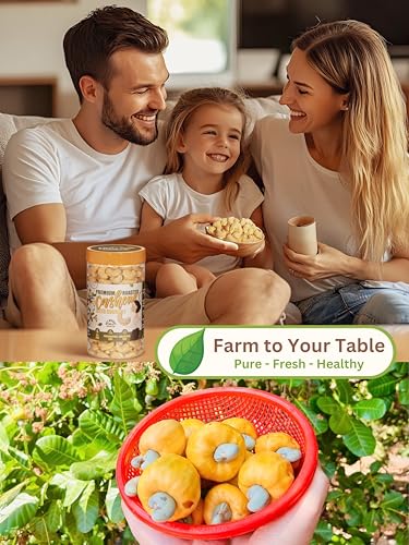 Image of Cashews Roasted Lightly Salted - Snacks for Adults, Whole Nut (No Mixed), Oil Free, Farm Fresh, Plant Based Protein, Promote Heart Health & Weight Loss, Only Nuts & Sea Salt, 17.64 oz (Pack of 1) (Coconut)