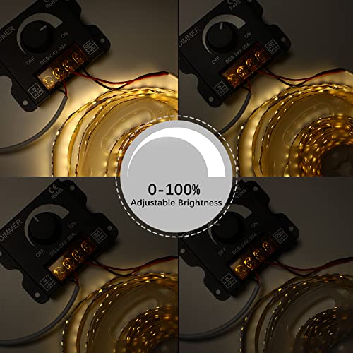 Rgbzone Led Light Strip Dimmer, Dc 5V/12V/24V 30A Pwm Dimming Controller, Knob Adjust Brightness On/Off Switch For Single Color Led Light Strips, Metal Shell Led Light Strip Dimmer (Single Color) #TOP5
