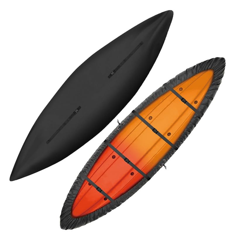 Kayak Cover for Sun Dolphin Boss 12 SS 2018–2024, Dust Cover for Indoor and Outdoor Storage, Durable Material Construction, Easy Installation and Removal for Daily Use,A Black