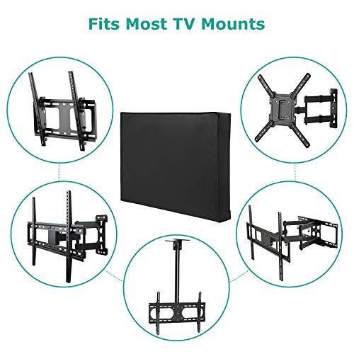 SunPatio Outdoor TV Cover Waterproof and Weatherproof, TV Screen Protector for 38-40 inch TV, Fits Most TV Mounts and Stands, with Built-in Remote Pocket for Outside LED LCD Flat Screen TVs, Black