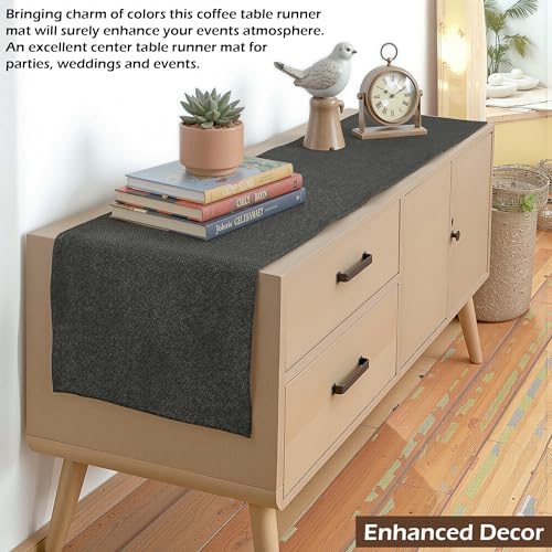 Image of Kuber Industries 72x12 inch Jute Table Runner for Party, Wedding and Family Dinners | Washable & Reusable Centre and Dining Table Runner | Black