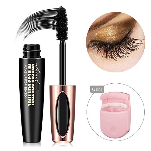 Natural 4D Silk Fiber Lash Mascara,Waterproof & Smudge-Proof, Luxuriously Longer, Thicker, Voluminous Eyelashes, Long-Lasting, All Day Exquisitely,Non-Toxic Hypoallergenic Formula (Black)