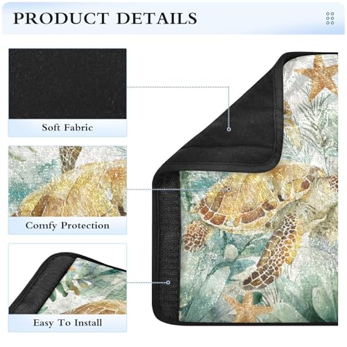 Image of Sea Turtle Starfish Plants Seat Belt Cover Pad 2 Pcs Soft Cute Seatbelt Covers Protector Support Head Neck Shoulder Strap for Car Seats High Chair Backpack for Adults Kids Women Men 10x7.7In 2