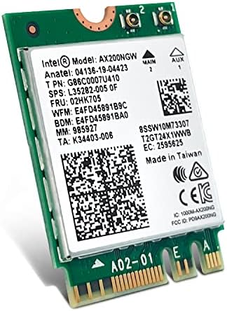 QFly WiFi 6 Card AX200NGW Wireless Network Card 2.4GHz 5GHz MU-MIMO Wi-Fi 6 (802.11ax) Module Adapter with Bluetooth 5.2 for PC Laptop Support Windows 10/11 64bit Gigabit M.2/NGFF