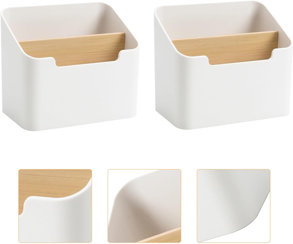 2pcs Desk Pencil Organizer and Remote Controller Holder Multipurpose Desktop Storage Box for Office and Home Workspace image 5