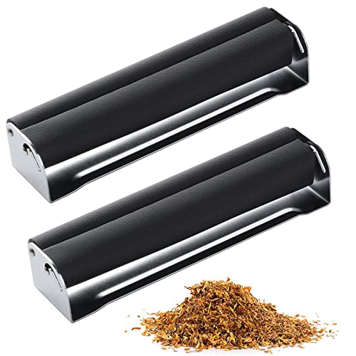 BOZILY 2 rodillos de metal para tabaco, máquina de liar cigarrillos manual fácil de usar, herramienta de fabricación de tabaco de 70 mm, accesorios de cigarrillos de rodillo (negro), Black, 110 mm, 2