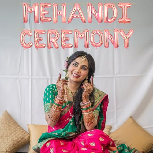 Image of Mehandi Ceremony Banner Rose Gold for Wedding Home Boys Girls Men Women Foil Balloon Decoration Decor Celebration Rose Golden