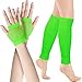 SATINIOR Set de Jambières Néon et Gants en Résille des Années 80 (Vert Fluorescent), Taille unique