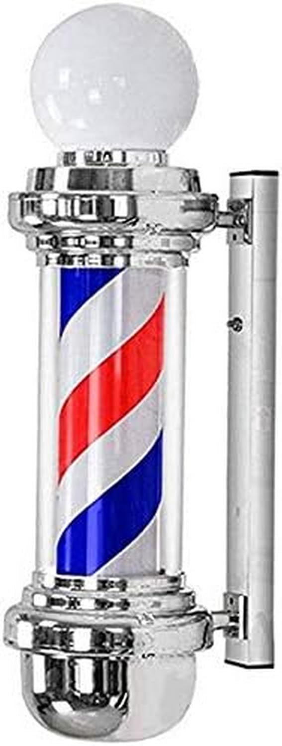 Lampada da Parete per Esterni con palo da Barbiere, Luce LED da 35", insegna per Salone di Parrucchiere, Strisce illuminanti rotanti, Lampada retrò Impermeabile, per Lampada, A