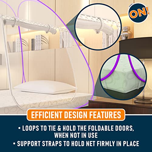 Image of KOLAR Supreme On Mosquito Net for Single Bed, 6.5 Feet X 4 Feet Premium Machardani with 30 Pair of Stars, Strong and Durable, 30 GSM, Tent Type, Foldable, Corrosion Resistant (Single Bed, Purple)
