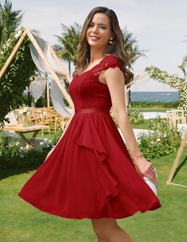 Image of Wedtrend Women's Bridesmaid Dresses Short Prom Dress Ruffle Semi Formal Cocktail Dresses Floral Homecoming Dress