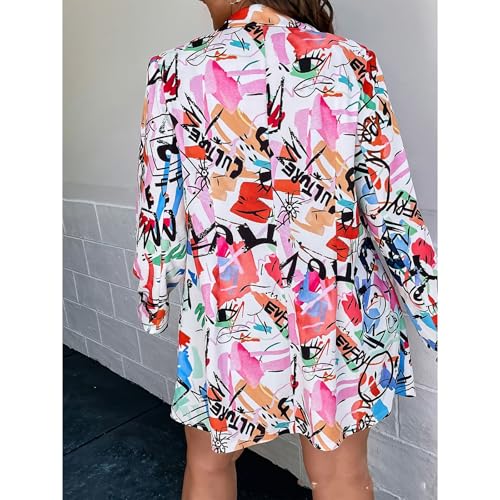 Women's Oversized Graphic Blazers Plus Size Printed Colorful Casual Blazer Pop Art Jackets L-5XL4