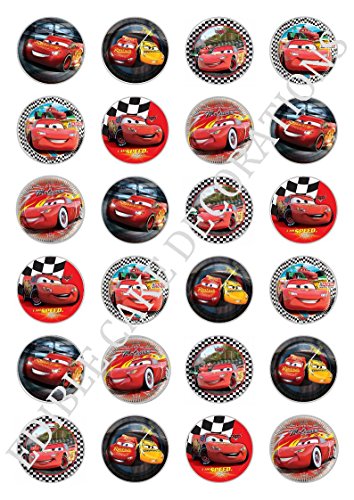 Lot de 24 décorations en papier comestible pour cupcakes et gâteaux Motif Cars de Disney