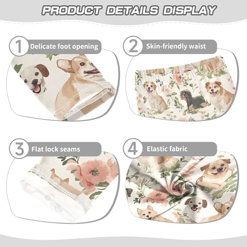 Dog Floral Girls Leggings Soft Stretch Workout Yoga Dance Pants for Kids Casual Tights3