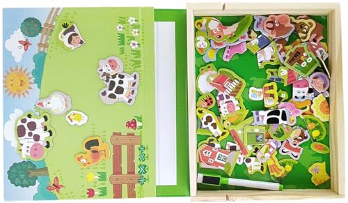 Caixa Lousa Magnética Quebra-cabeça Fazendinha 80 Peças