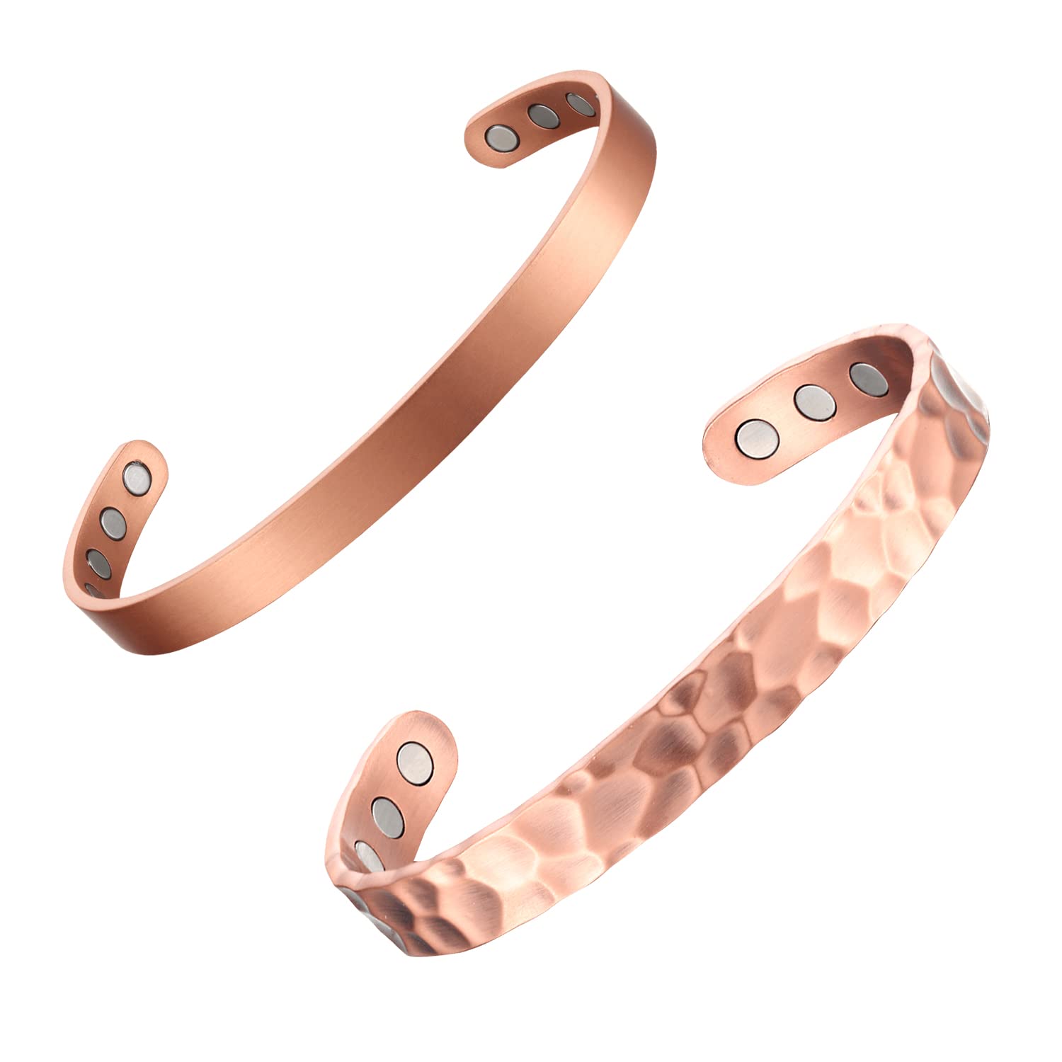 MagEnergy Copper Bracelet for Men and Women, 99.9% Pure Copper Magnetic Bangle with 3500 Gauss Magnets,6.8" Adjustable Jewelry Gift