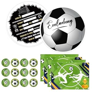 YeahBoom Einladungskarten Kindergeburtstag 12er Set Fußball