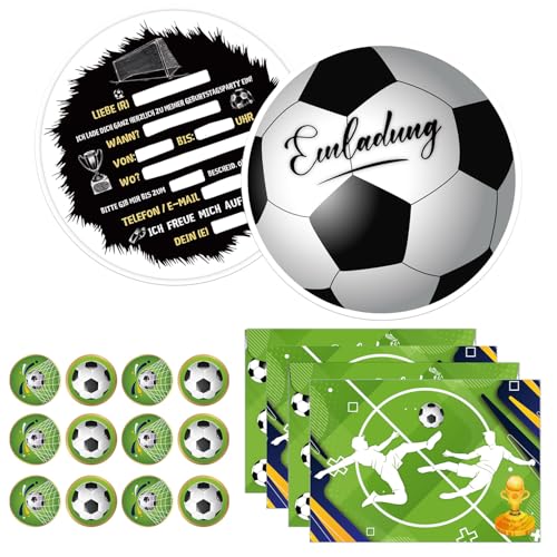 YeahBoom Einladungskarten Kindergeburtstag 12er Set Fußball