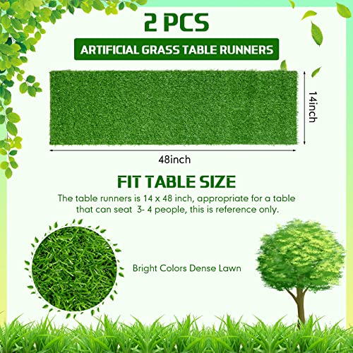 2 Pcs Grass Table Runner Green Artificial Tabletop Decor Boho Table Decor Moss Table Runner Green Table Decorations Synthetic Grass Table Runner For Wedding Birthday Banquet Baby Shower, 14 X 48 Inch #TOP1
