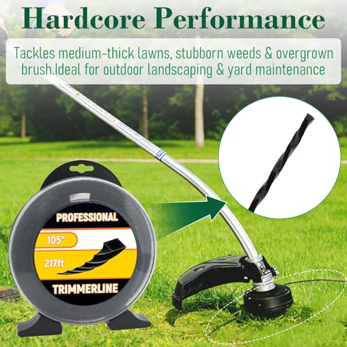 .105 in. Black Diamond 4-Cornered Spiral Pattern Trimmer Line 217 ft, Compatible with Echo 330105071 by Big Peng - Image 6