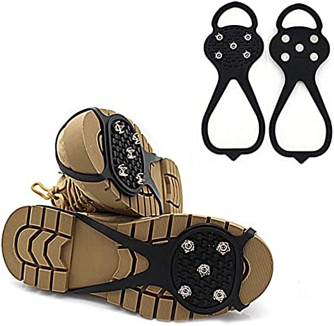 Syfinee Silicone Crampons Ice Grips Cleat Shoes Covers Outdoor Snow Climbing - Universal Non-Slip Gripper Spikes Anti-Slip Over Shoe Durable Cleats with Good Elasticity Easy to Pull On or Take Off
