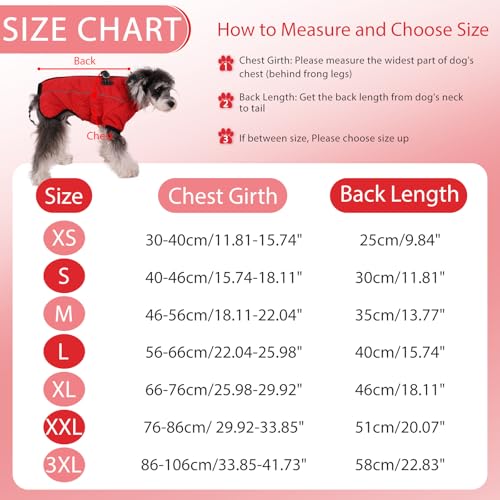 Savlot Hundemantel Warme Pufferjacke für den Winter Winddichter Hundemantel mit Geschirr Reflektierende Rollkragen-Winterjacke für Hunde Hundeschneeanzug für kleine, mittelgroße und große Hunde