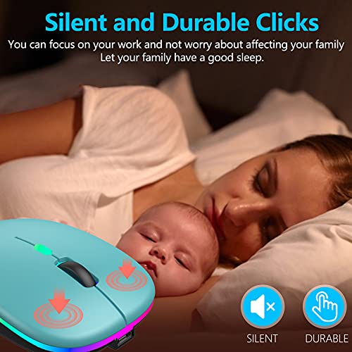 LED-Wireless-Mouse-Rechargeable-Slim-Silent-Mice-24G-Portable-Office-Optical-Mouse-with-USB-Receiver-and-Type-C-Adapter-3-Adjustable-DPI-for-Laptop-Computer-PC-Notebook-DesktopLake-Blue