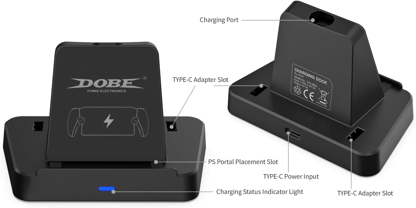 Generic Charging Stand for PS Portal Remote Player, Portable Charge Dock Station Fast Charging Dock Base Holder with Type-C Cable