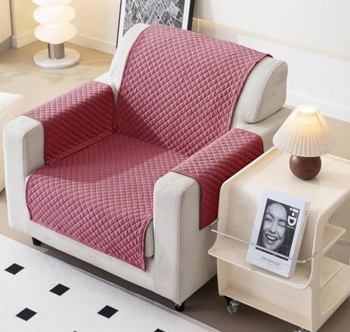 Image of Fashion Throw Quilt-Fully Covered 1 Seater Anti-Slip Quilted Sofa Covers for Living Room Sofa Slipcovers Furniture Cover Home Decor Pink