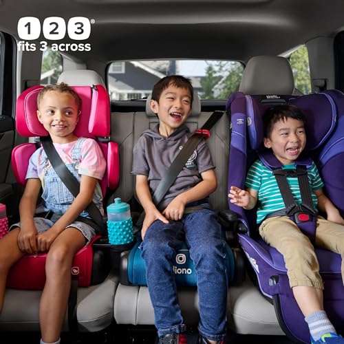 Image of Diono Connect3 RXT Backless Booster, Slim Fit 3-Across in Many Mid-Sized Sedans and SUVs, for Children from 40-120 lbs., Lightweight with Latch connectors