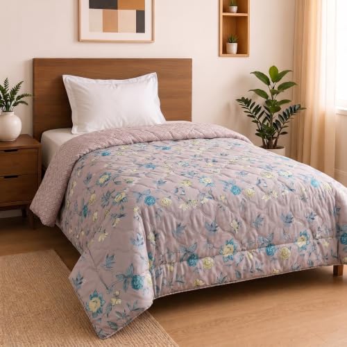 Image of Mafatlal 120 GSM Ultra Reversible Comforter, Lightweight Microfiber AC Comforter /Blanket for All Season /Quilt /Dohar /Duvet for Single Bed (90 x 60 Inches) | Lilac Pink