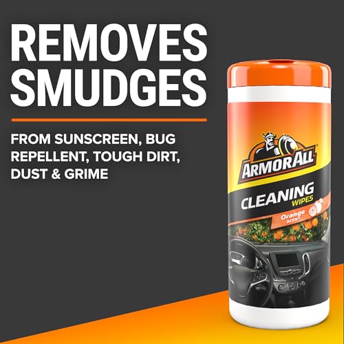 Image of Armor All Car Interior Cleaner Wipes , Car Cleaning Wipes with Orange Cleans Dirt and Dust in Cars, Trucks and Motorcycles, 25 Count