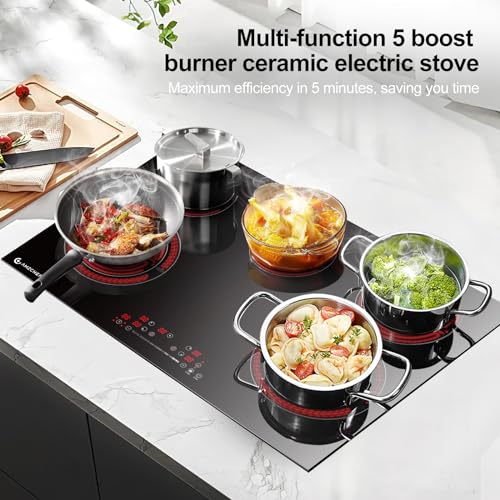 Amzchef UL-LT5-37-US23-1V0-TS-BK 30 Inch Built-In Electric Cooktop,8400W And 5 Boost Burners Stove Cooktops thumb #2