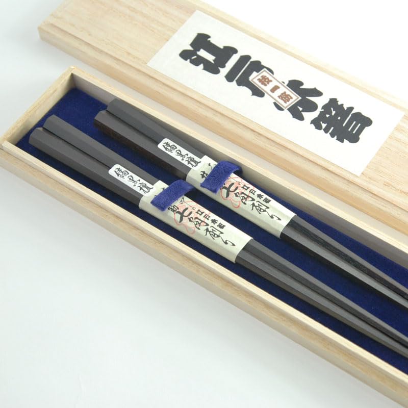 【新品】大黒屋江戸木箸　縞黒檀　七角箸　2膳セット（24、22センチ各1点） 楽天市場】江戸木箸 極上縞黒檀 七角 中 大黒屋 黒檀 夫婦箸 贈り物