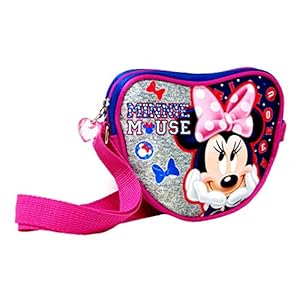 Minnie Mouse – glanzend hart kindertas/schoudertas gevoerd met ritssluiting (18 x 15 x 5,5 cm) – super schattige Disney…