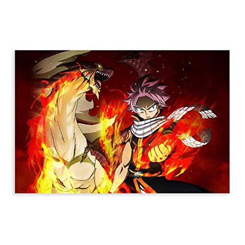 Poster sur toile représentant le dessin animé Fairy Tail Etherious Natsu Dragneel 5 - Décoration murale pour salon, chambre à coucher - 60 x 90 cm - Sans cadre - Style 1 Cover