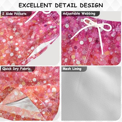 Pigsaly Boys Swim Trunks Oeange Apricot Pink Gradient Flashing Glitter Boys Board Shorts Swimsuit Swimwear Bathing Suit XS3