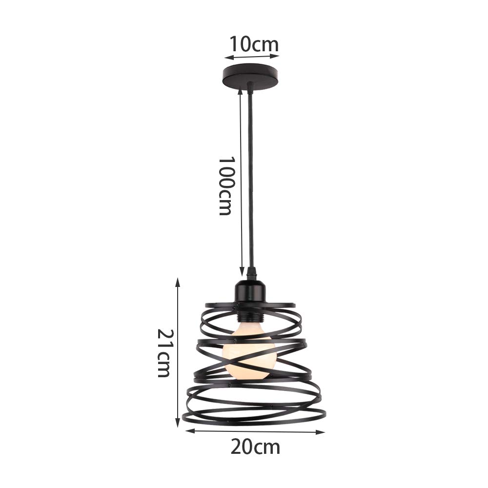 Lampadario a Sospensione E27 Retrò Industriale Lampada da Soffitto Moderna Ø20cm Paralume in Metallo Forma a Molla Illuminazione Interna per Cucina Salotto Camera da Letto