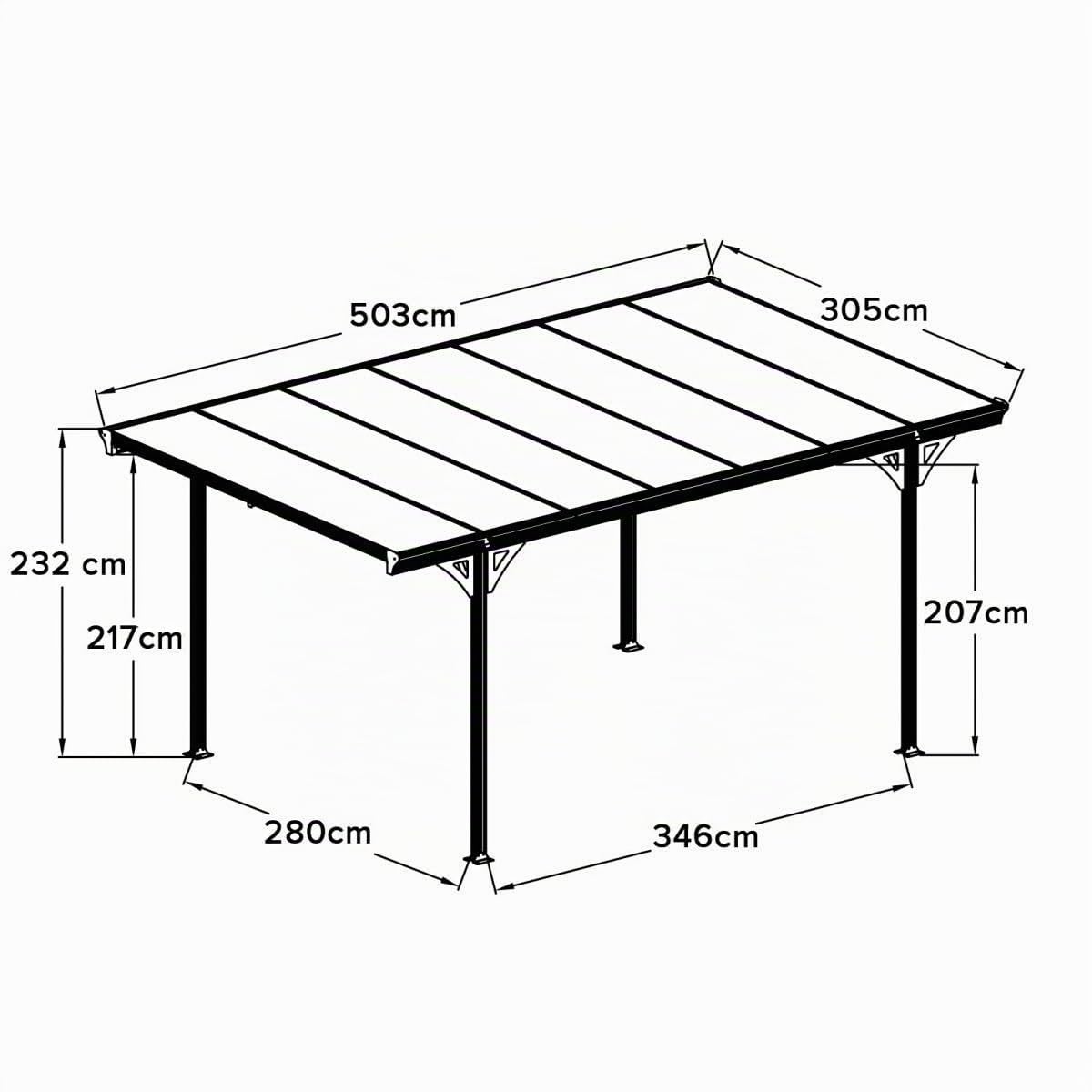 Grindi - Carport Aluminium 5x3 - Terrassenüberdachung Doppelstegplatten Tilos II - Pavillon - Pergola Aluminium - Dachzelt Auto - Gartenpavillon - Shelter - Grillpavillon Überdachung Terrasse