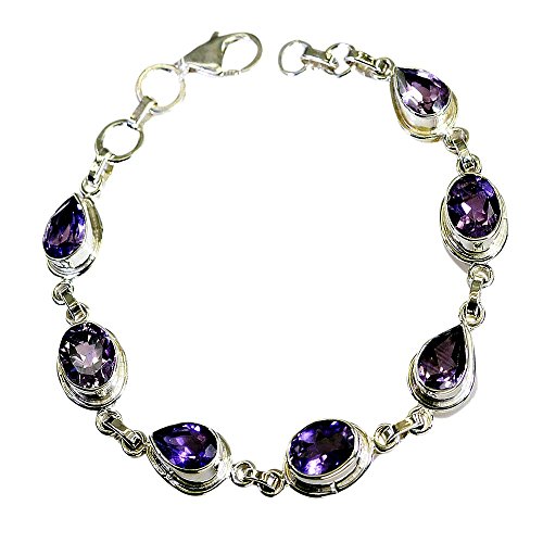 Bracelet en argent avec améthyste naturelle, bijou élégant de 6.5 à 8 pouces pour le quotidien