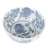Creative Co-Op Aviary Garden Stoneware Bowl, Blue and White