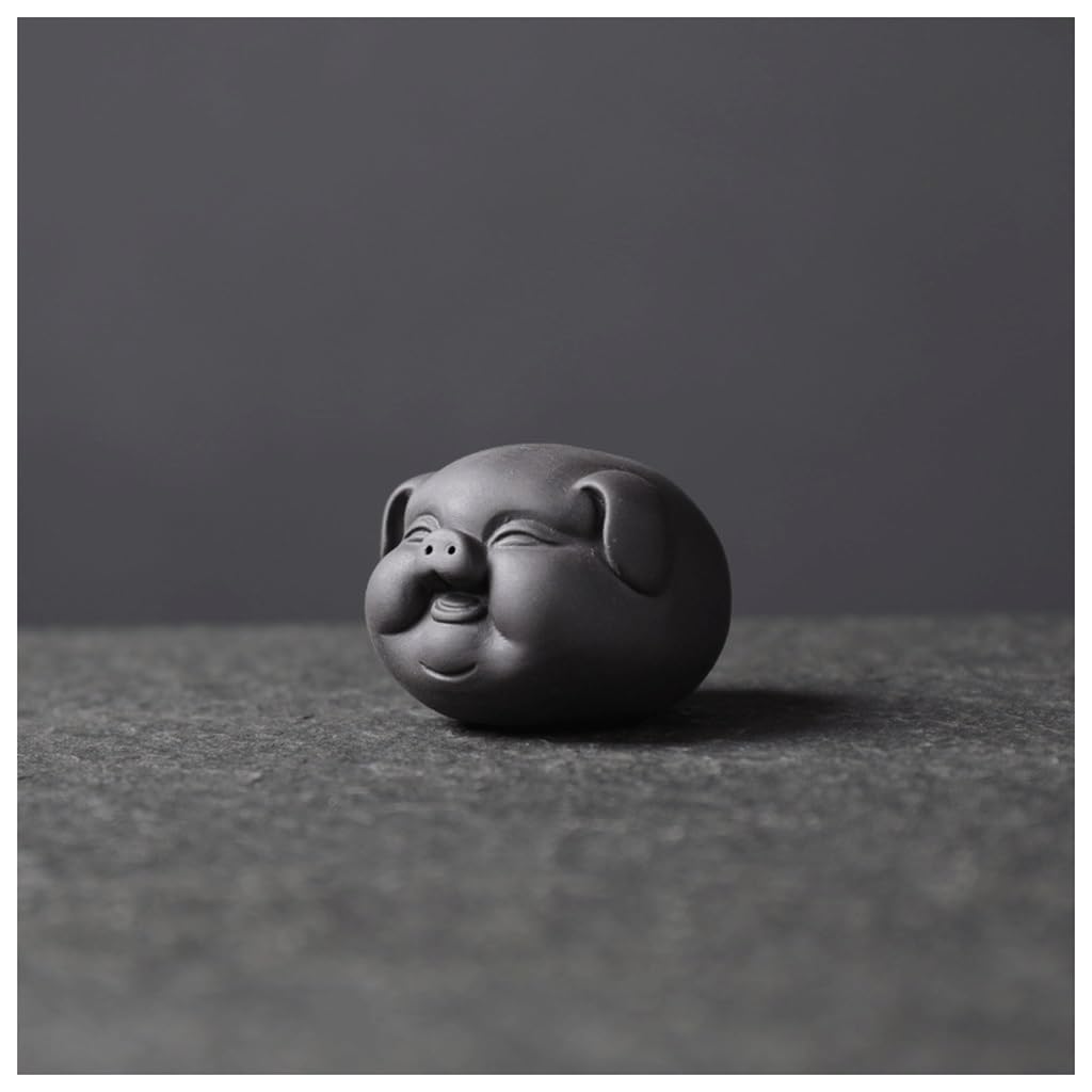 ENGENDER Kung Fu Tea Pet Zisha Tea Pet Mini Piggy Chinese Art Decoration Entrance Table Ornaments(A)