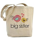 CafePress Whimsy Birds Big Sister Tote Bag Reusable Natural Beige Canvas Shopping Bag
